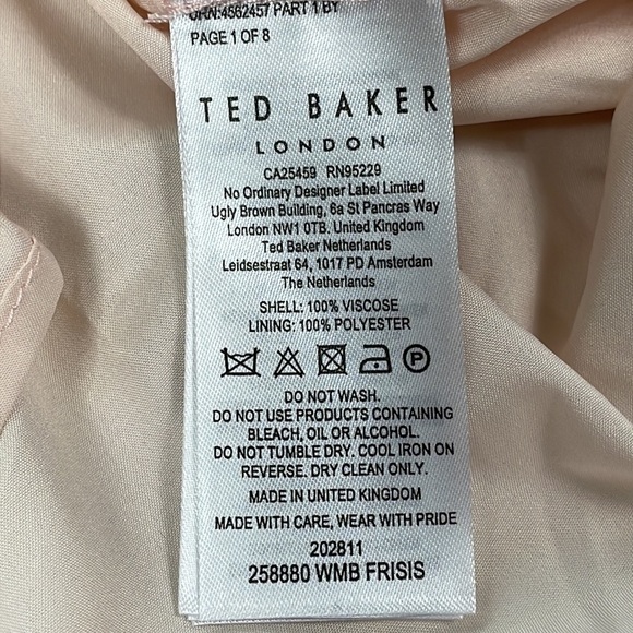 NWT Ted Baker Frisis MIB Frill Printed Top Pink Yellow 60s Retro Sz 2 M - Picture 12 of 15